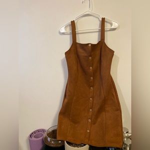 IRIS Brown Suede Button Mini Dress Size M